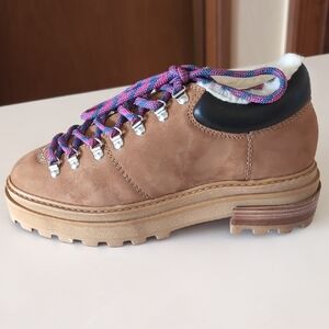 SCHUTZ Lucille Tan Winter Boots with Multicolor Laces
